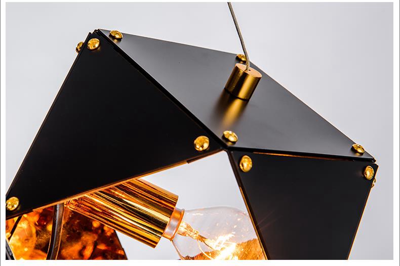 Contemporary Geometric gold suspension chandelier for home lighting
