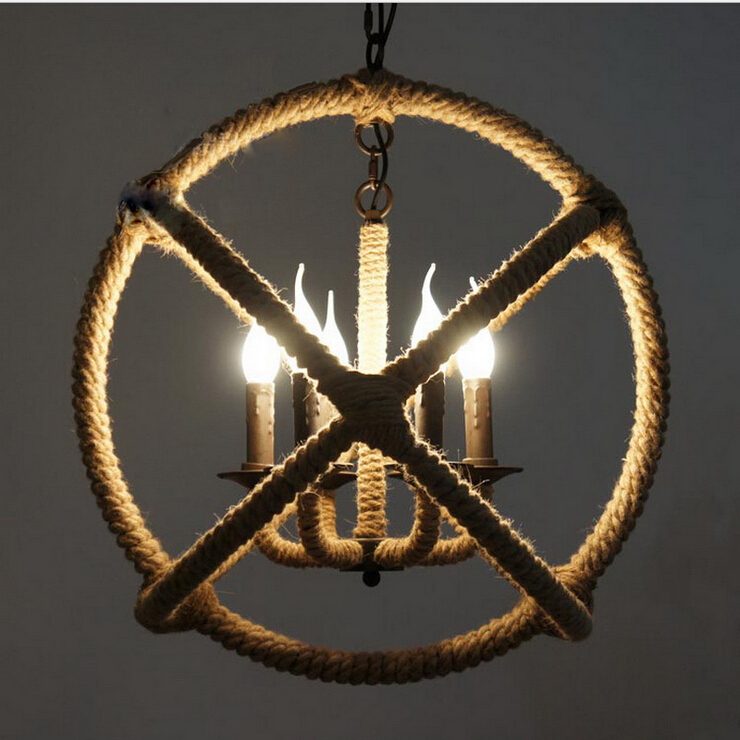 Industrial Rope Pendant Light Round Design Light Pendant