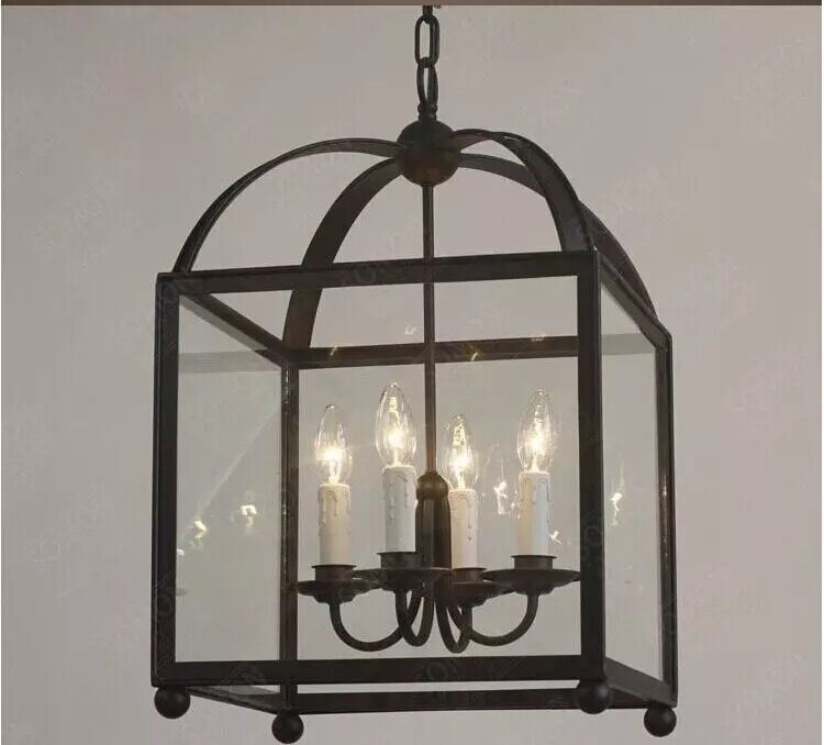 Retro style cage glass suspension lighting from China light fixture Manufacture factory 