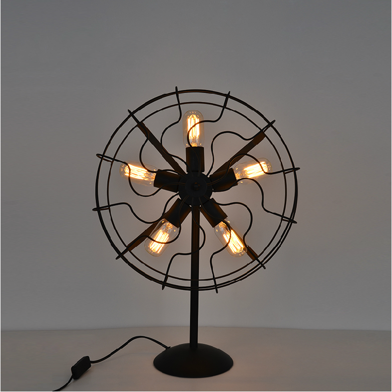 Cool Industrial Retro Style Fan Shape, Table Lamp Fan