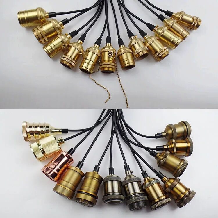 cococity Vintage E27 Lamp Holder Black ES Screw Light Bulb Holder Socket Pendant Fitting Set Pack of 8