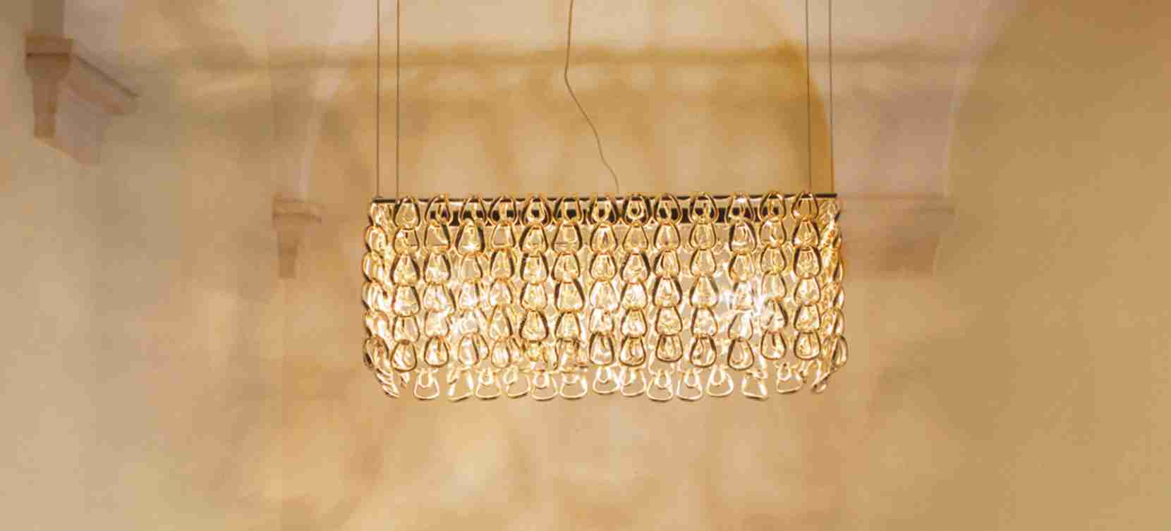 Transparent Glass Chain Structure Large Hanging Lamp for Living Room